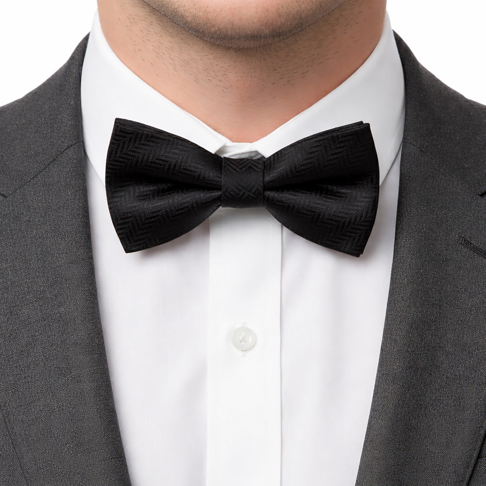 Classic Navy Paisley Bow Tie Set with Pocket Square, Cufflinks, Tie Bar, and Lapel Pins for Formal Occasions