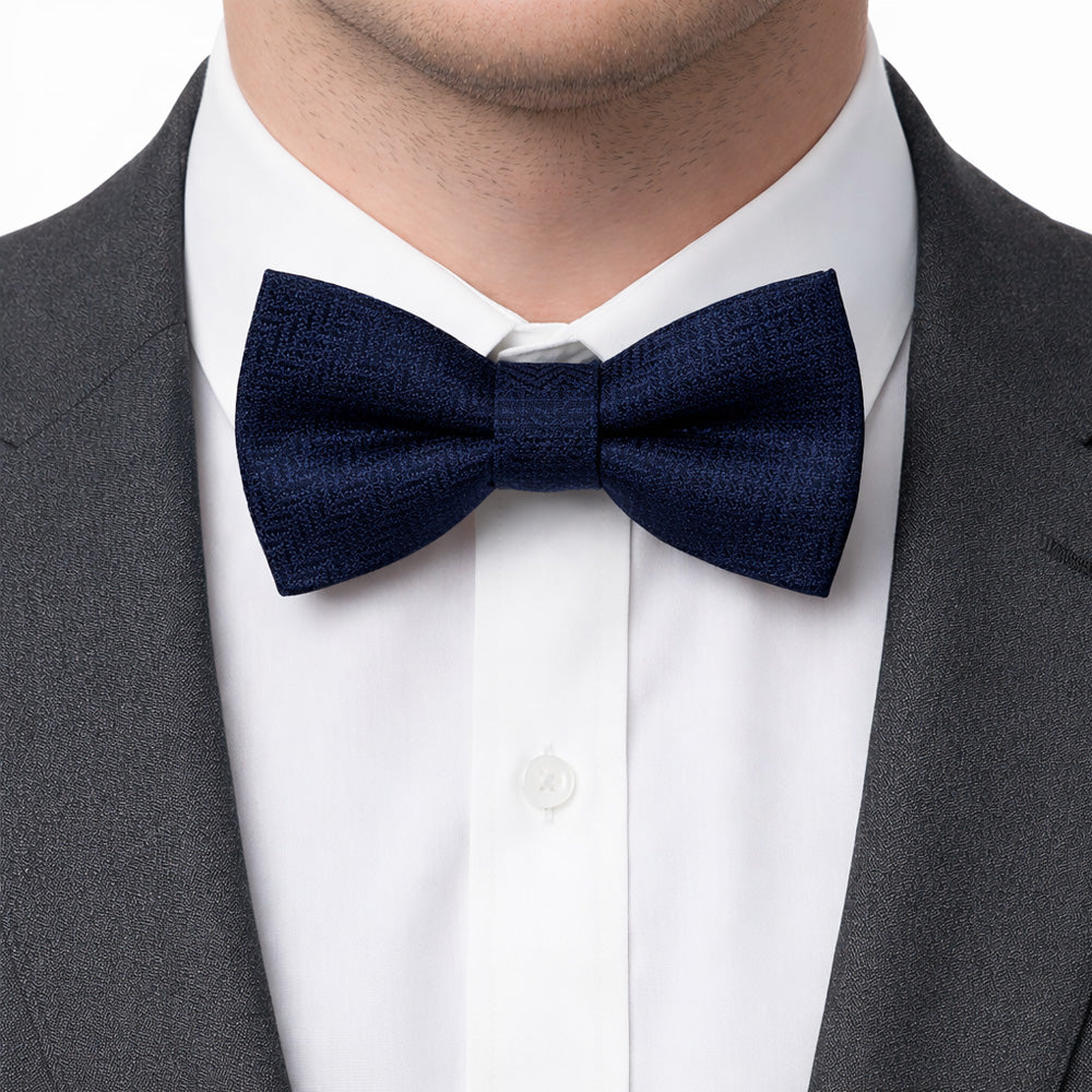 Royal Blue Textured Bow Tie Set