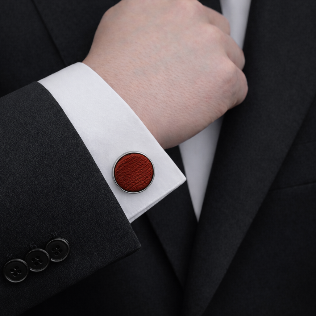 Men's Red Tie Set with Pocket Square, Cufflinks, and Lapel Pin, Formal Gift Box