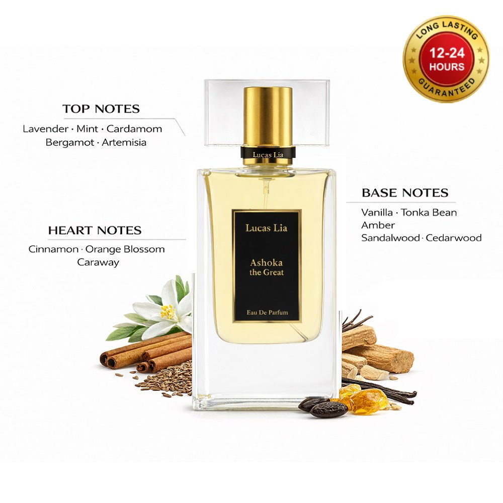 Ashoka The Great Eau The Perfume, 12-24 Hours Lasting, Lavender, Mint, Cinnamon, Orange Blossom, Vanilla, Tonka Bean