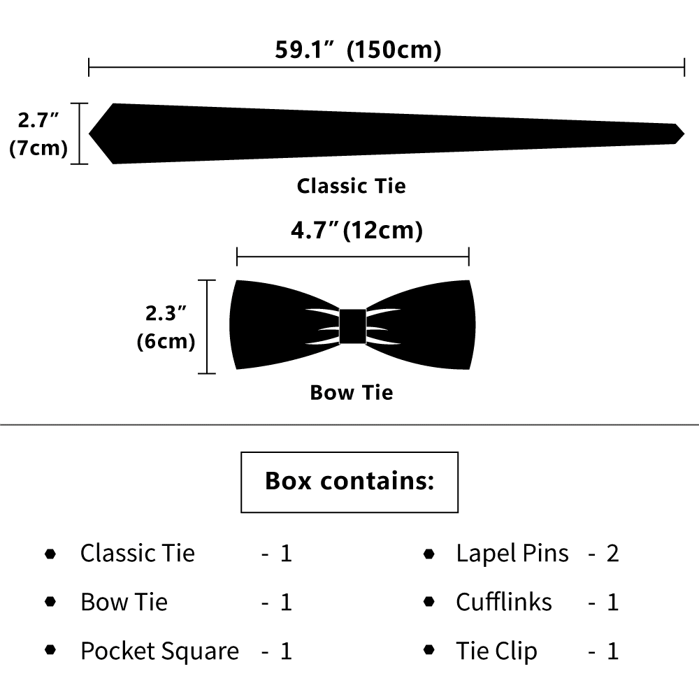 Classic Navy Paisley Bow Tie Set with Pocket Square, Cufflinks, Tie Bar, and Lapel Pins for Formal Occasions