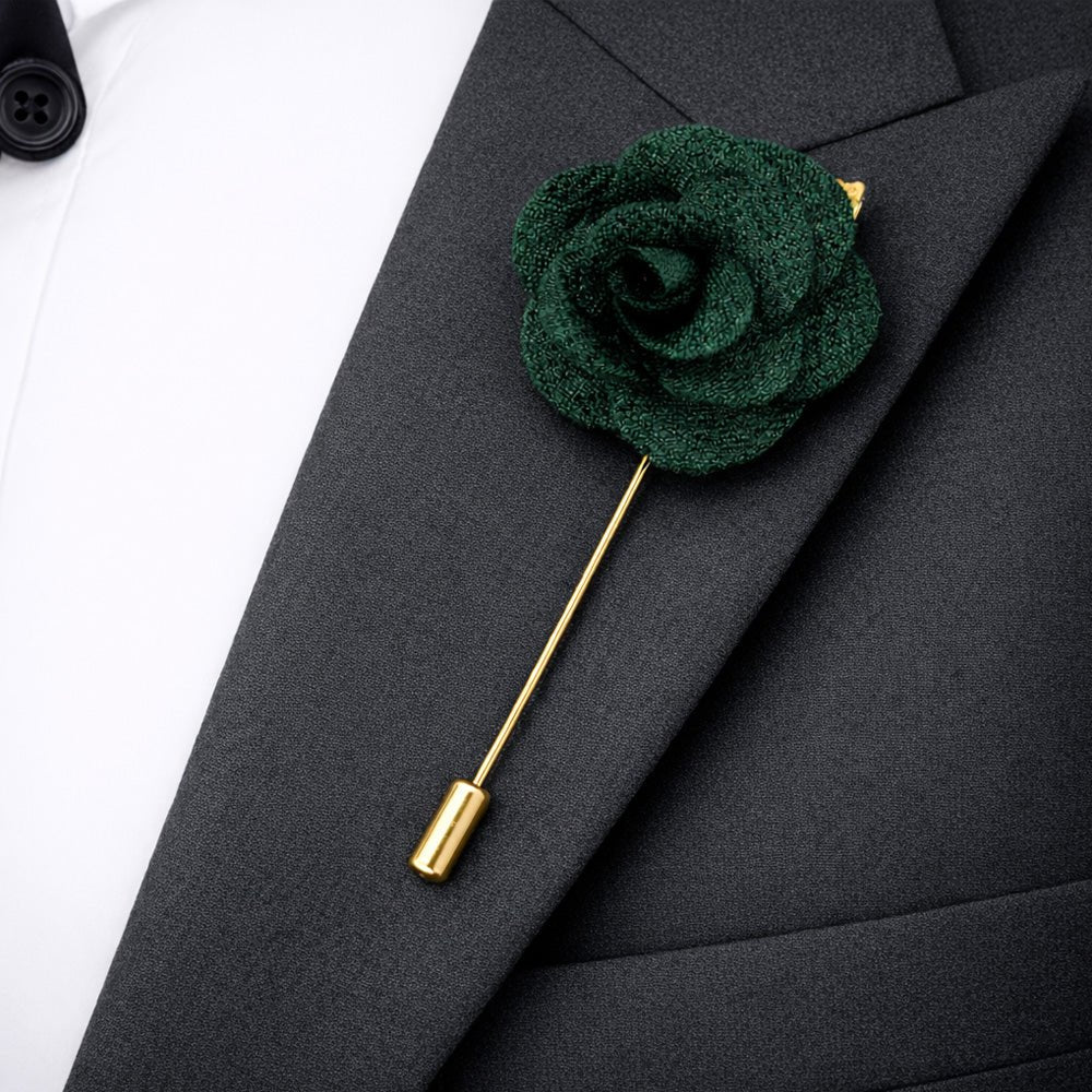 Emerald Midnight Floral Bow Tie Set with Pocket Square, Cufflinks, Tie Bar, and Lapel Pins for Formal Occasions