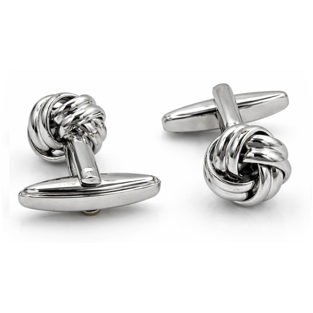 Gold And Silver Love Knot Cufflinks, Polished Finish, Classic Formal Accessory for Men