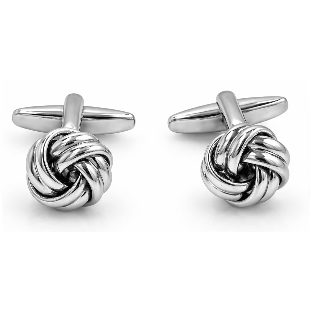 Gold And Silver Love Knot Cufflinks, Polished Finish, Classic Formal Accessory for Men