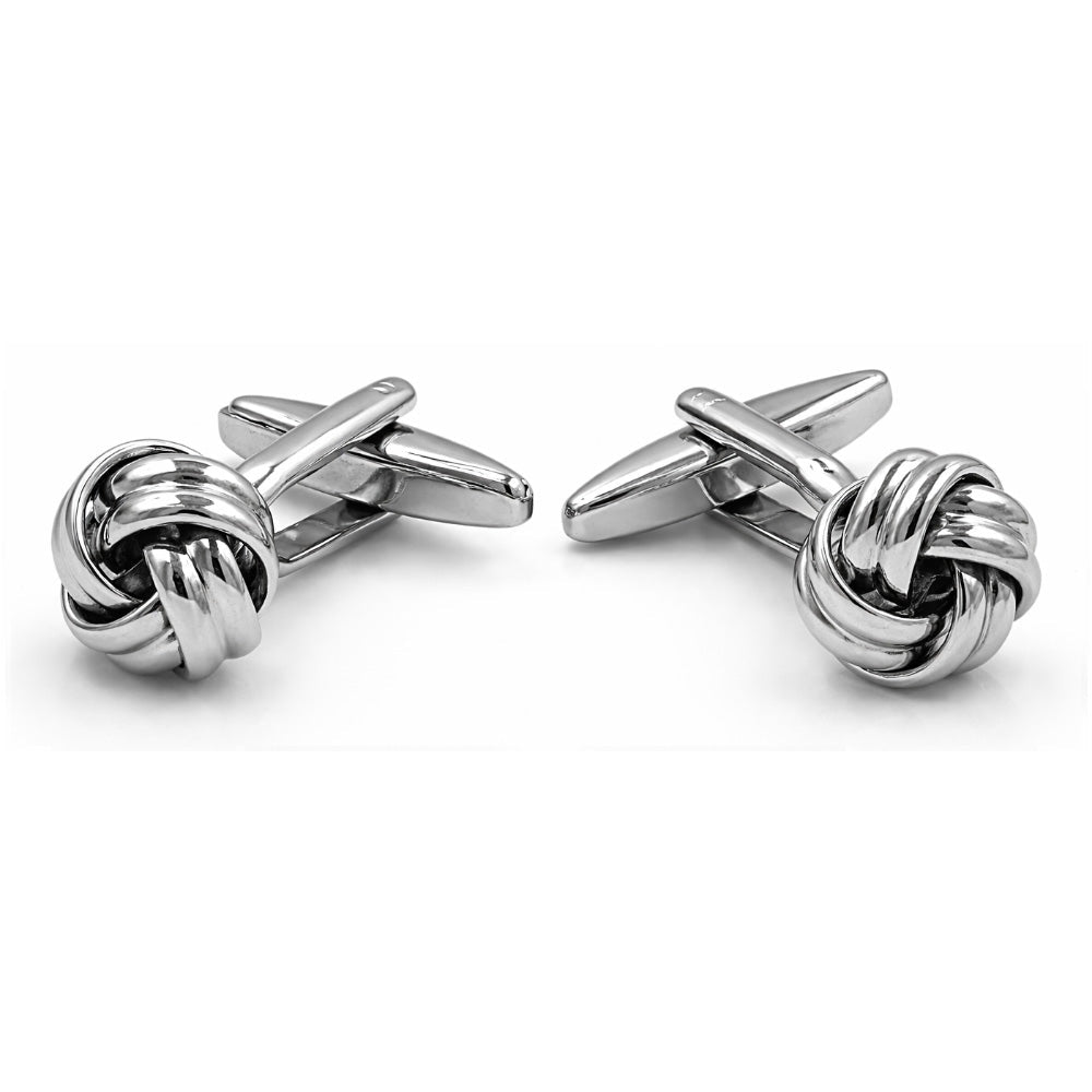 Gold And Silver Love Knot Cufflinks, Polished Finish, Classic Formal Accessory for Men