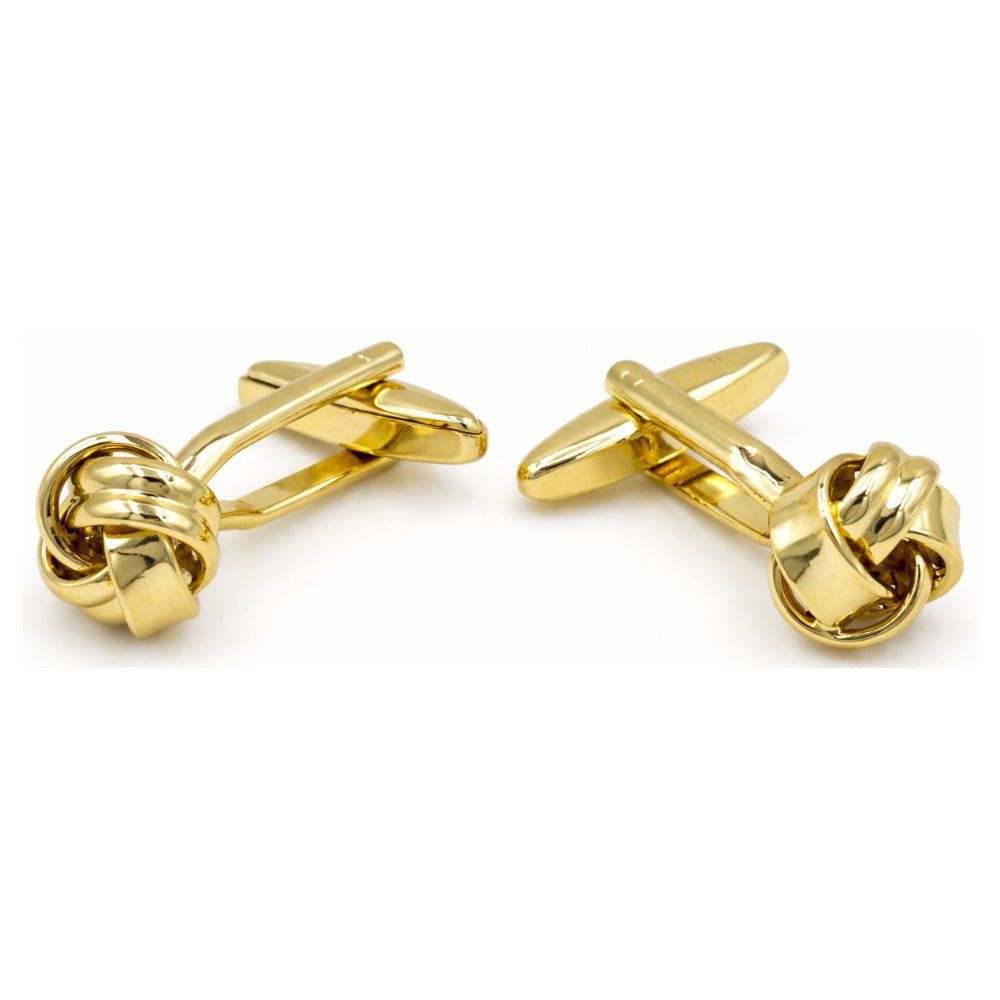 Gold And Silver Love Knot Cufflinks, Polished Finish, Classic Formal Accessory for Men
