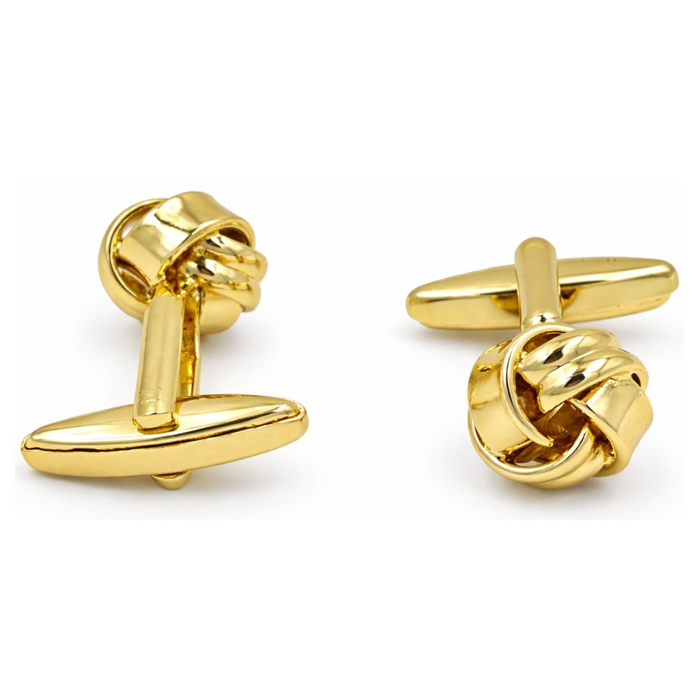 Gold And Silver Love Knot Cufflinks, Polished Finish, Classic Formal Accessory for Men