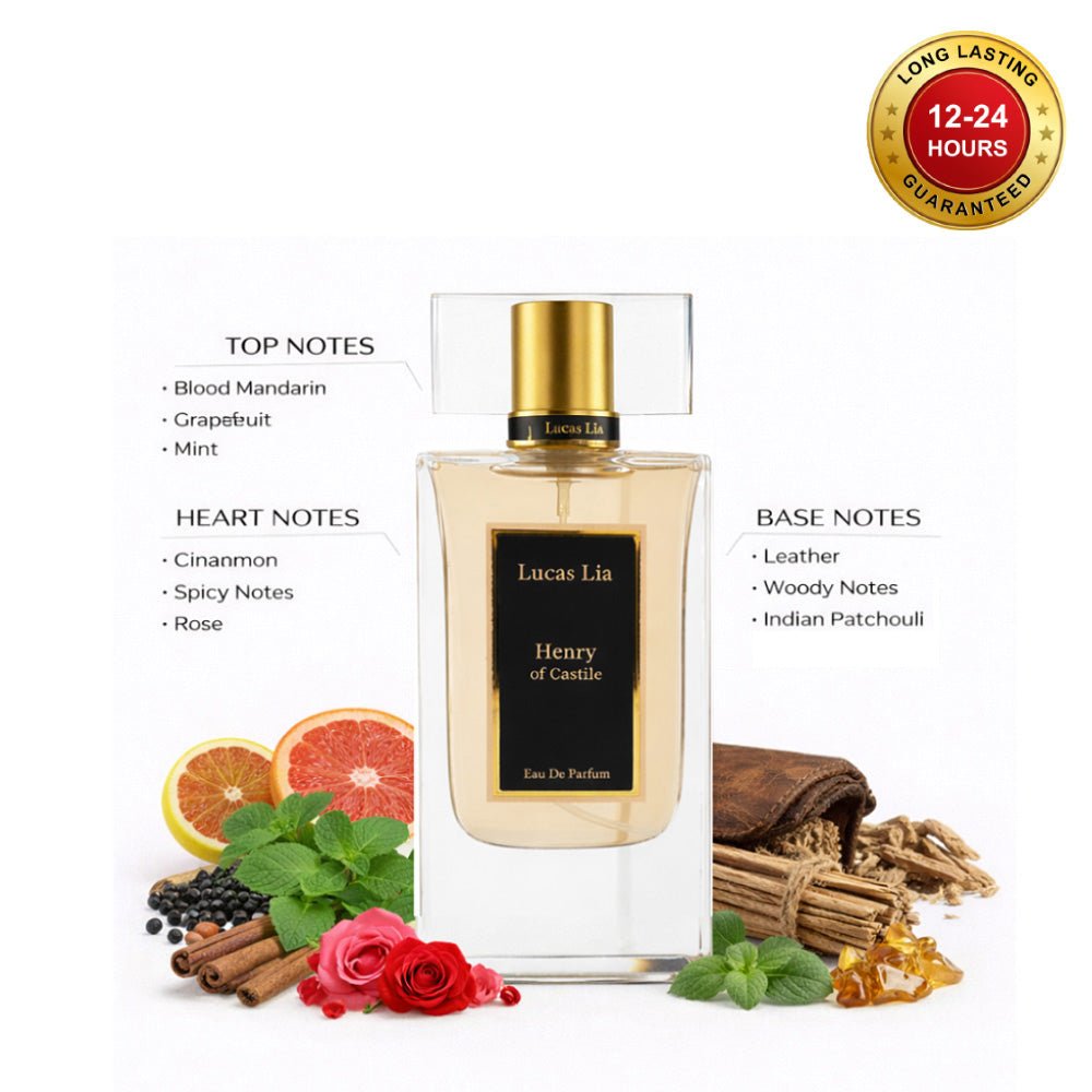 Henry Of Castle Eau The Perfume For Man, 12-24 Hours Lasting, Blood Mandarin, Grapefruit, Cinnamon, Rose, Patchouli, Woody
