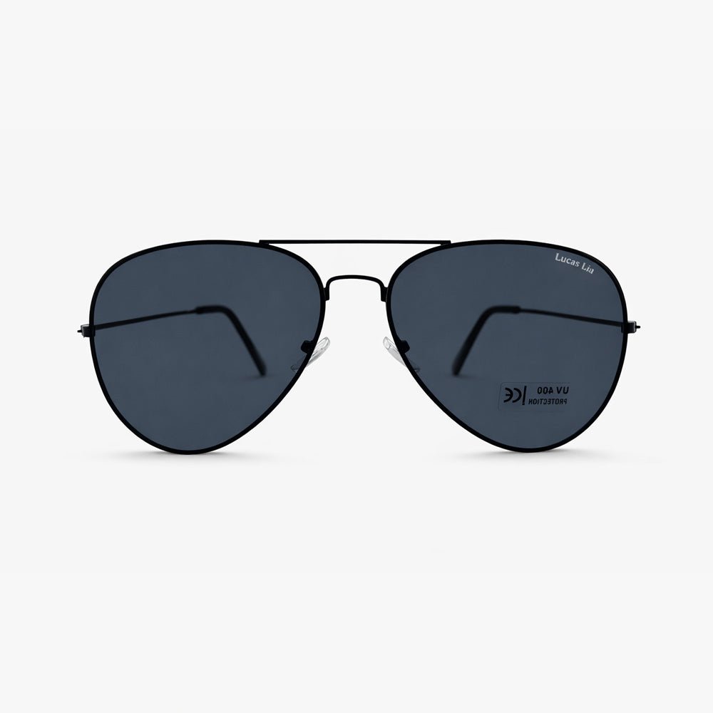 Lucas Lia Classic Aviator Black Metal Frame Sunglasses with UV Protection Lenses
