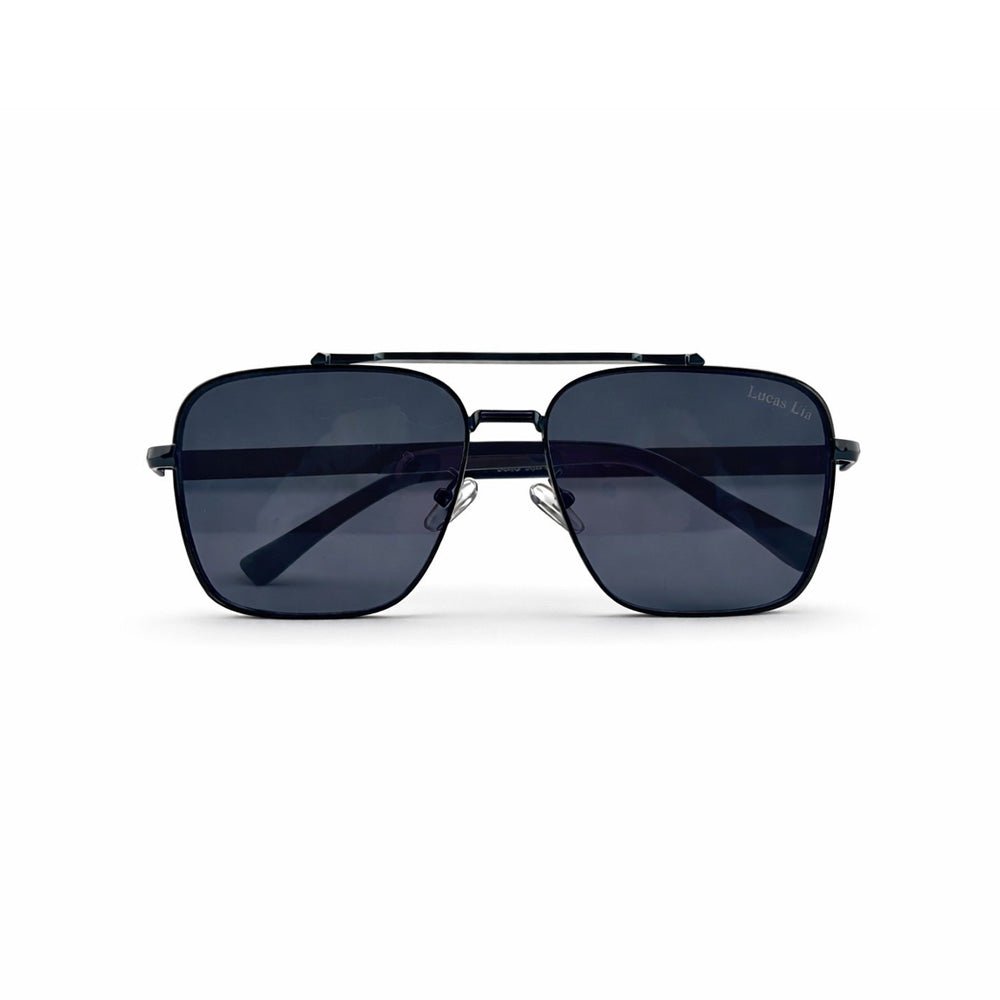 Lucas Lia Premium Square Aviator with Dark Blue Lens Metal Frame Sunglasses
