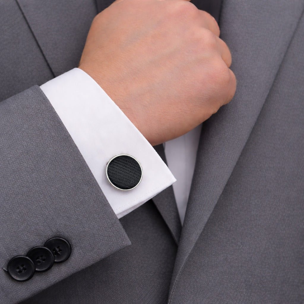 Men's Black Tie Set with Pocket Square, Cufflinks, and Lapel Pin, Formal Gift Box