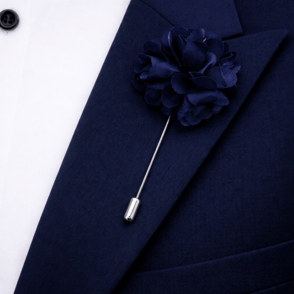 Men's Blue Polka Dot Tie Set with Pocket Square, Cufflinks, and Lapel Pin, Gift Box Included