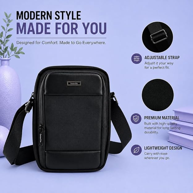 Men's Crossbody Shoulder Bag, Black