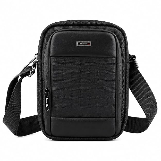 Men's Crossbody Shoulder Bag, Black - Lucas Lia