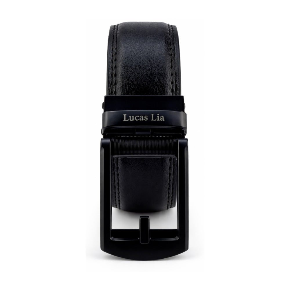 Men's Leather Belt, Black And Brown, Ratchet Buckle, Formal Style