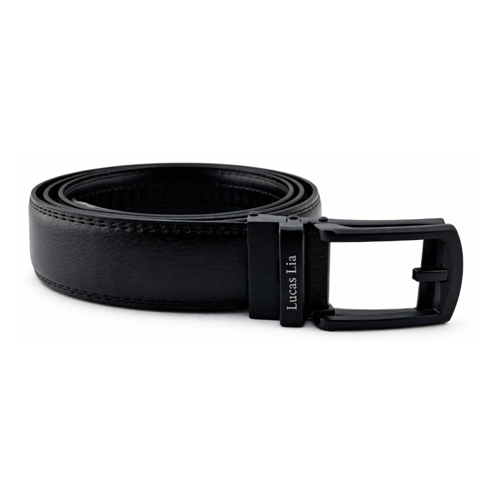 Men's Leather Belt, Black And Brown, Ratchet Buckle, Formal Style