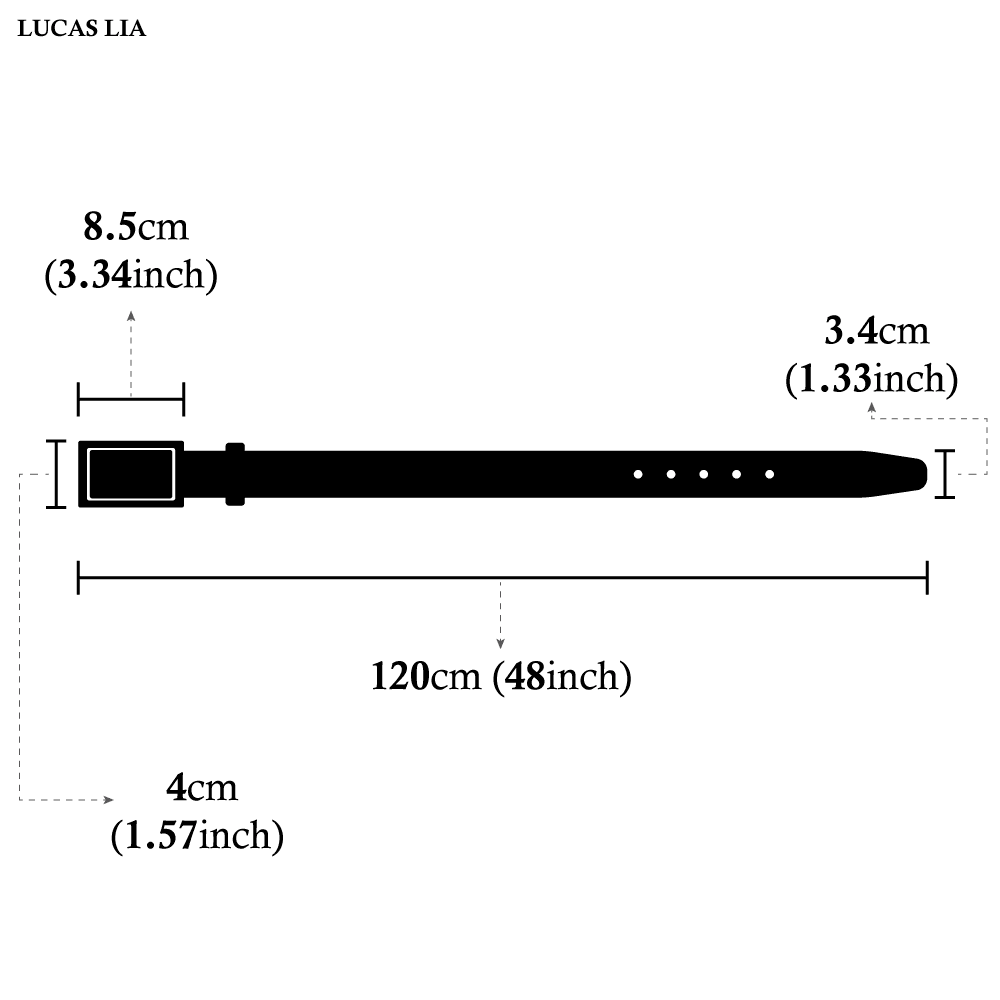 Men's Leather Belt, Black, Automatic Buckle, Ratchet Dress Belt, Gold-Tone Buckle