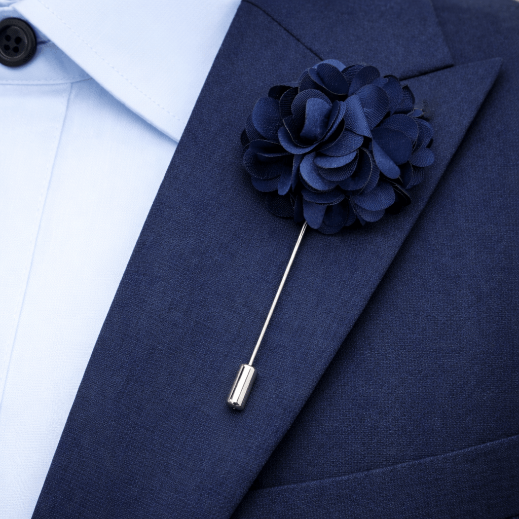 Men's Navy Blue Polka Dot Tie Set with Pocket Square, Cufflinks, and Lapel Pin, Gift Box Included