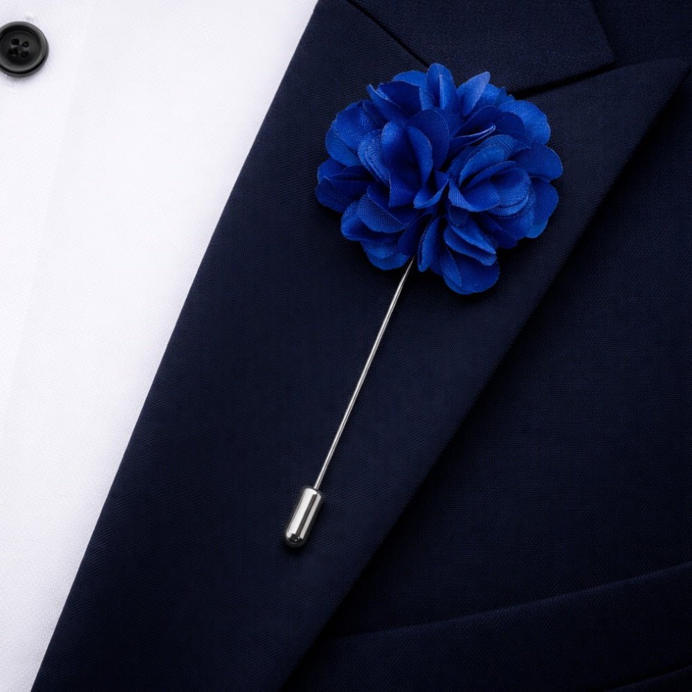 Men's Paisley Tie Set, Blue, Necktie with Pocket Square, Cufflinks and Lapel Pin, Gift Box