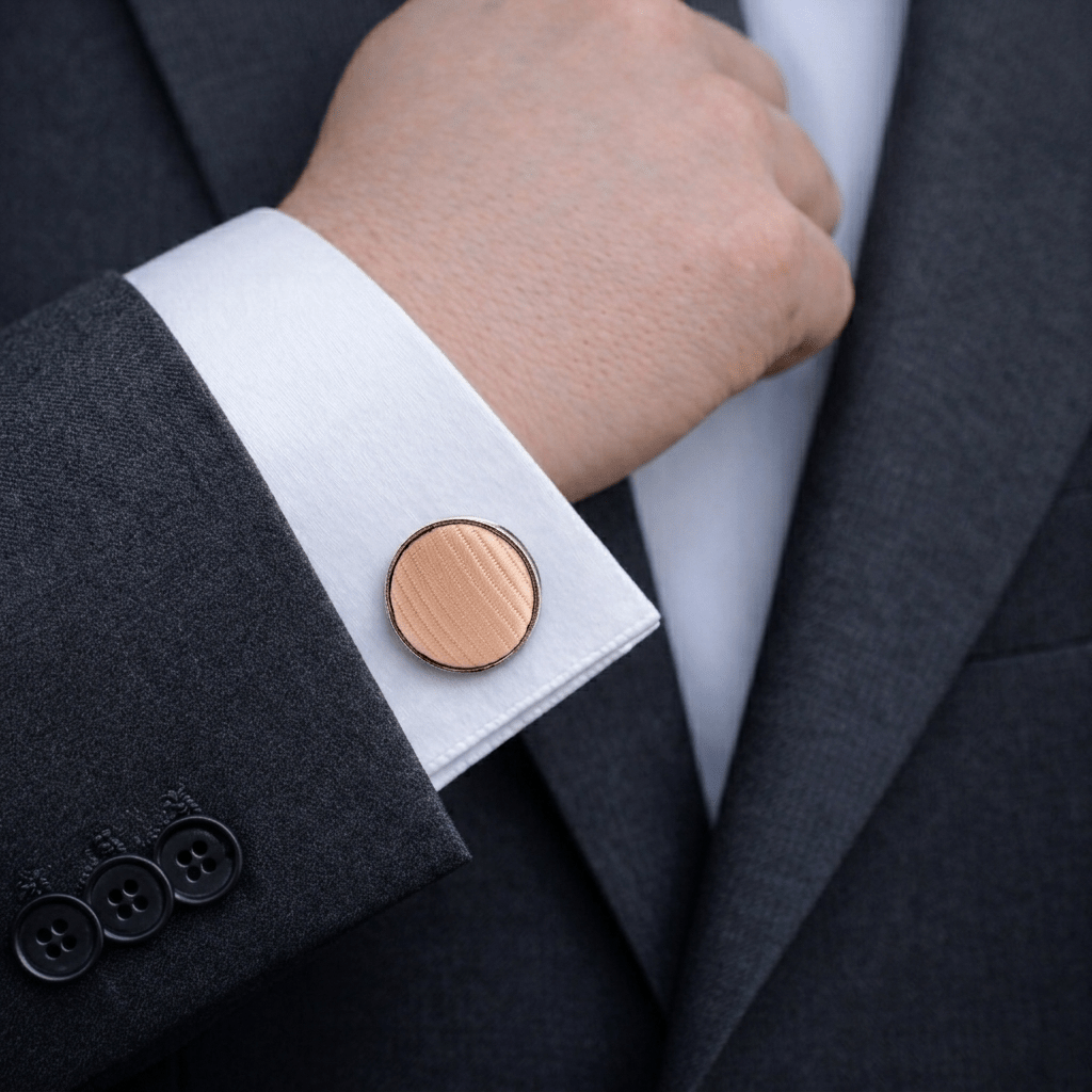 Men's Peach Tie Set with Pocket Square, Cufflinks, and Lapel Pin, Formal Gift Box