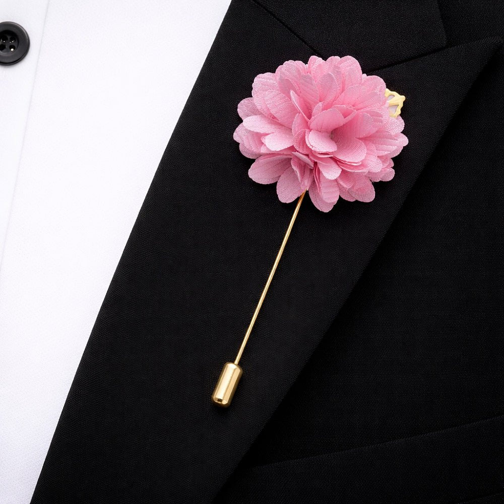 Men's Pink Tie Set with Pocket Square, Cufflinks, and Lapel Pin, Formal Gift Box