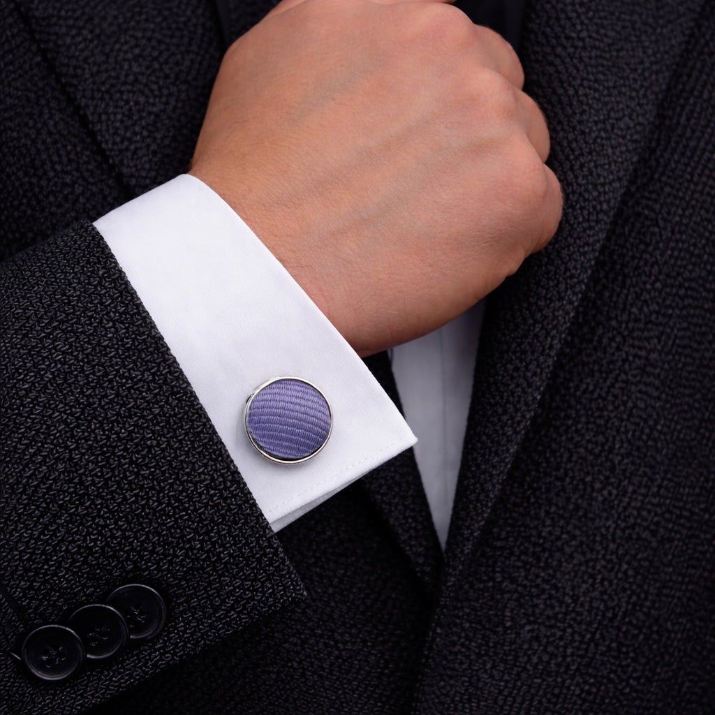 Men's Purple Tie Set with Pocket Square, Cufflinks, and Lapel Pin, Formal Gift Box