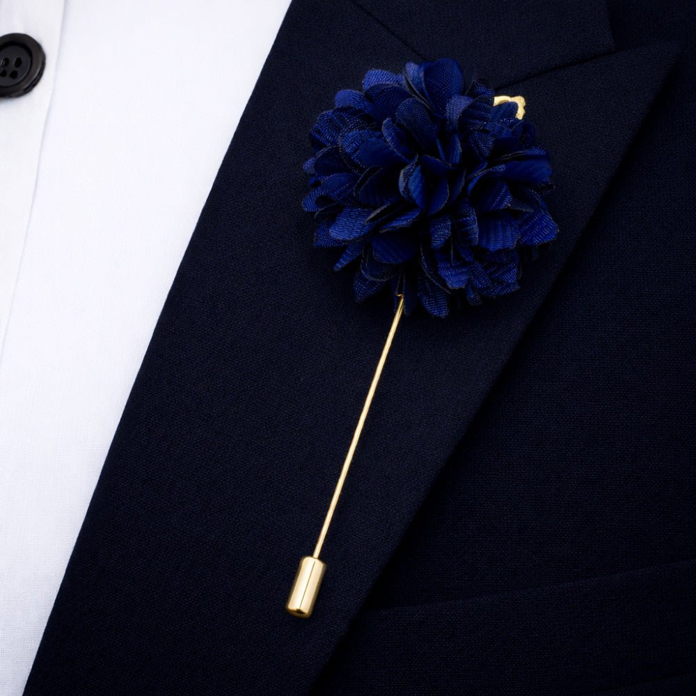 Men's Royal Blue Tie Set with Pocket Square, Cufflinks, and Lapel Pin, Formal Gift Box