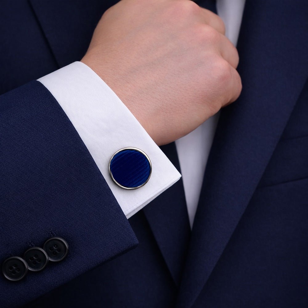 Men's Royal Blue Tie Set with Pocket Square, Cufflinks, and Lapel Pin, Formal Gift Box