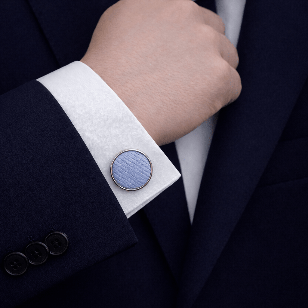 Men's Sky-Blue Tie Set with Pocket Square, Cufflinks, and Lapel Pin, Formal Gift Box