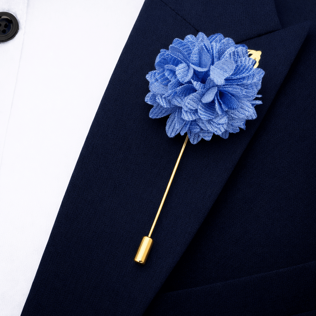 Men's Sky-Blue Tie Set with Pocket Square, Cufflinks, and Lapel Pin, Formal Gift Box