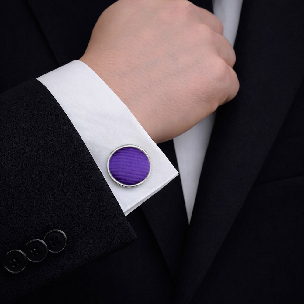 Men's Violet Tie Set with Pocket Square, Cufflinks, and Lapel Pin, Formal Gift Box