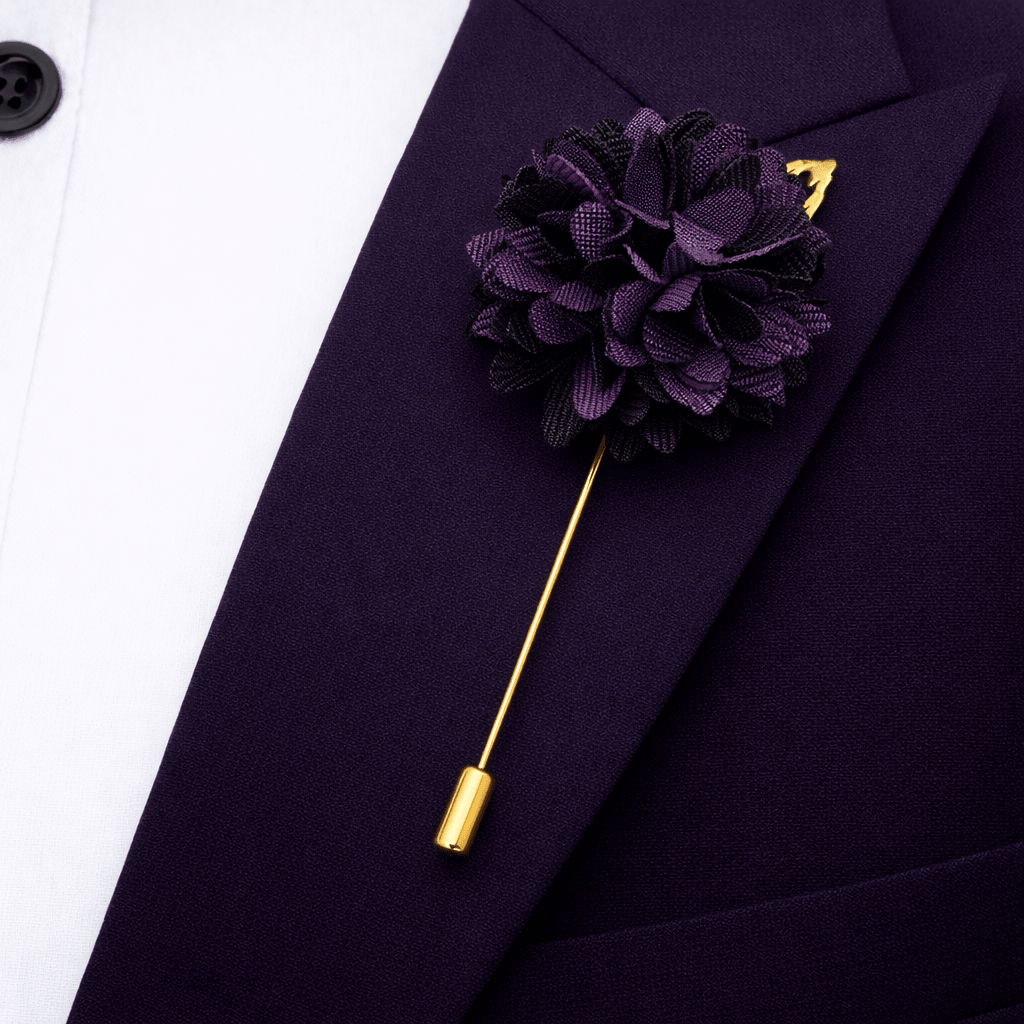 Men's Wine Tie Set with Pocket Square, Cufflinks, and Lapel Pin, Formal Gift Box