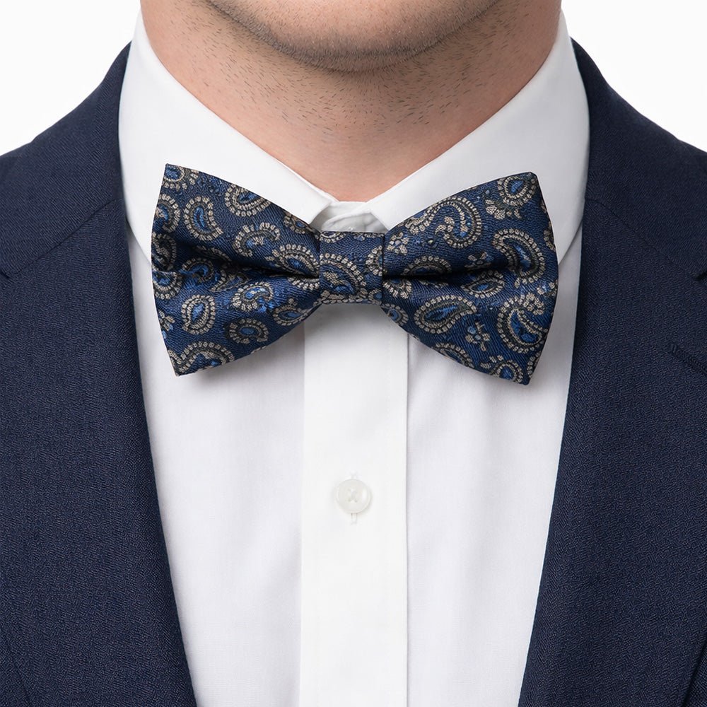 Midnight Royal Paisley Bow Tie Set