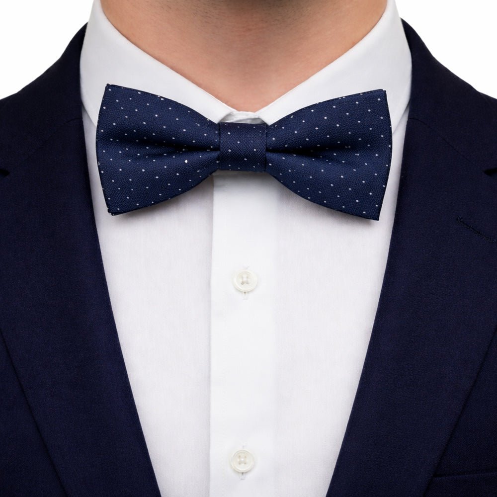 Navy Blue Polka Dot Bow Tie Set