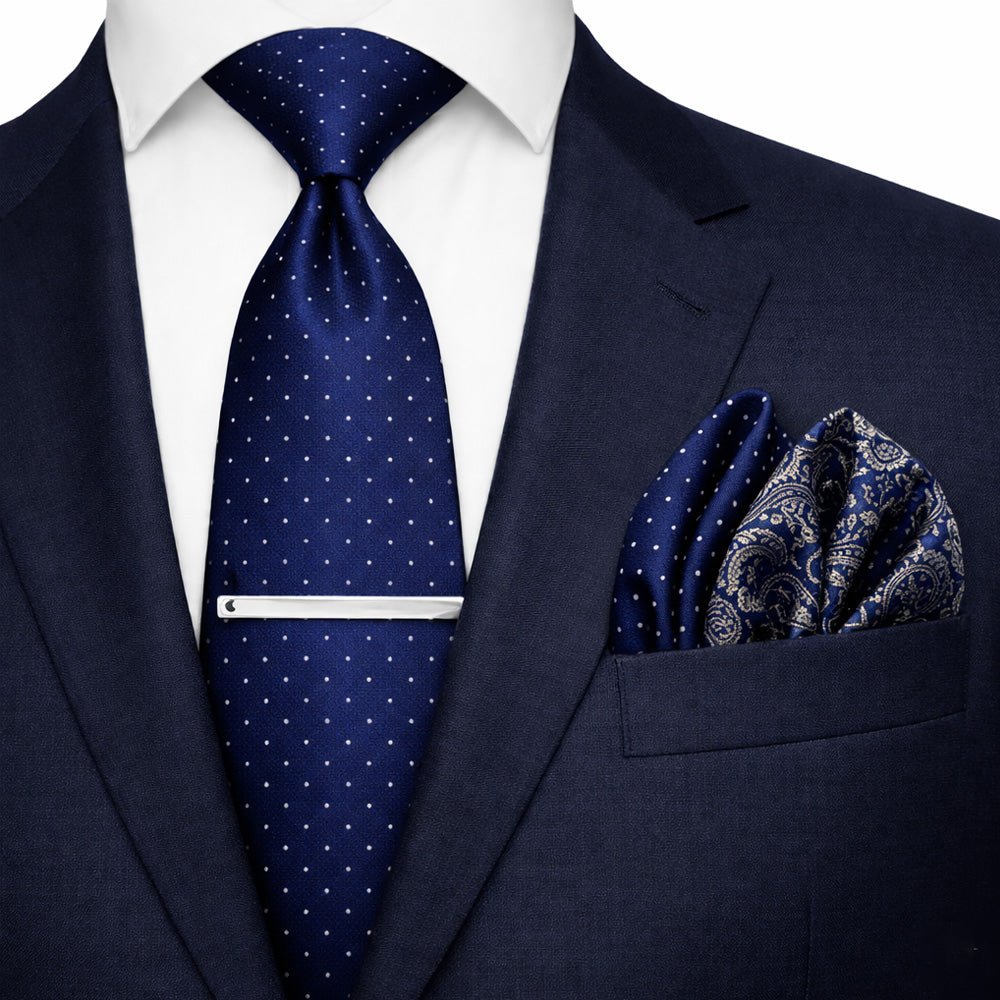 Navy Blue Polka Dot Bow Tie Set