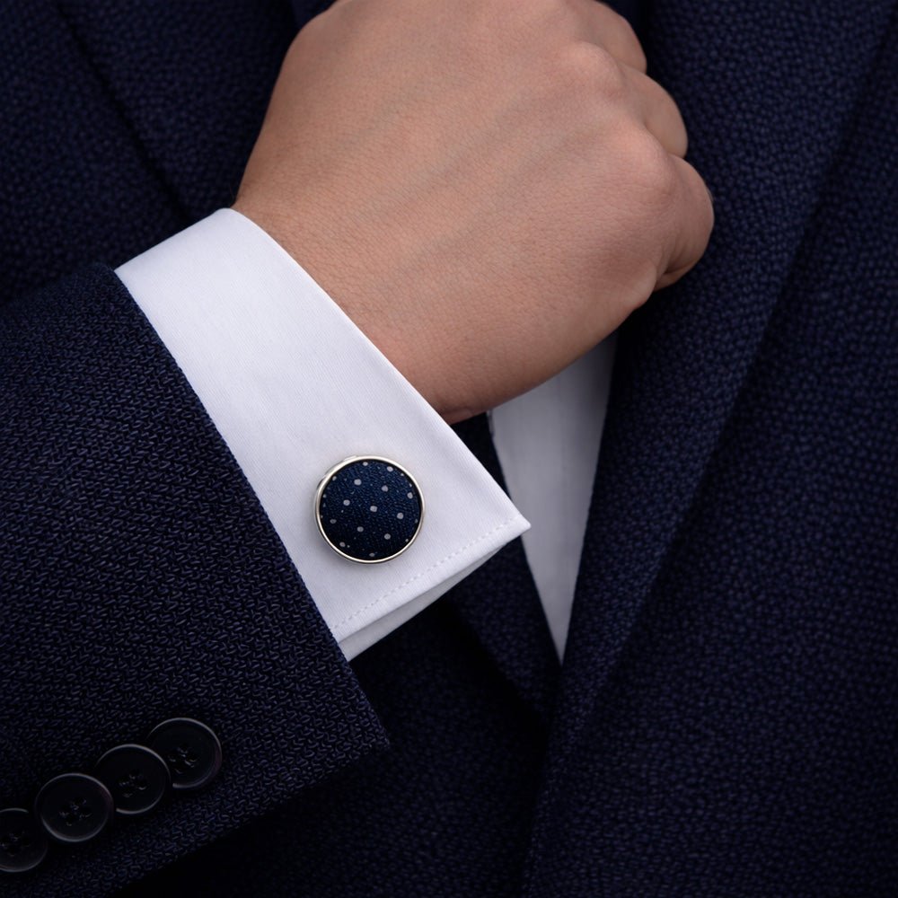 Navy Blue Polka Dot Bow Tie Set