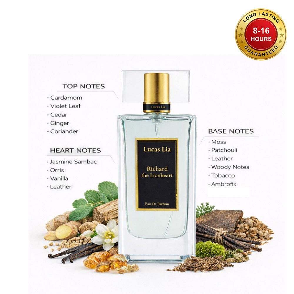 Richard The Lionheart Eau The Perfume, 8-16 Hours Lasting, Cardamom, Violet Leaf, Orris, Sambac, Moss, Woody