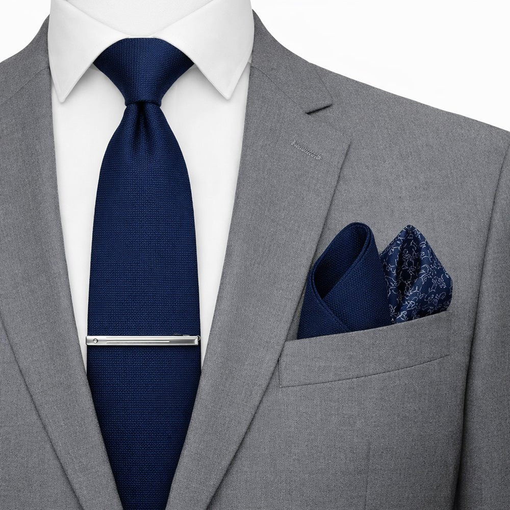 Royal Blue Textured Bow Tie Set