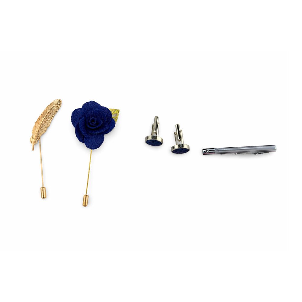 Royal Blue Textured Bow Tie Set