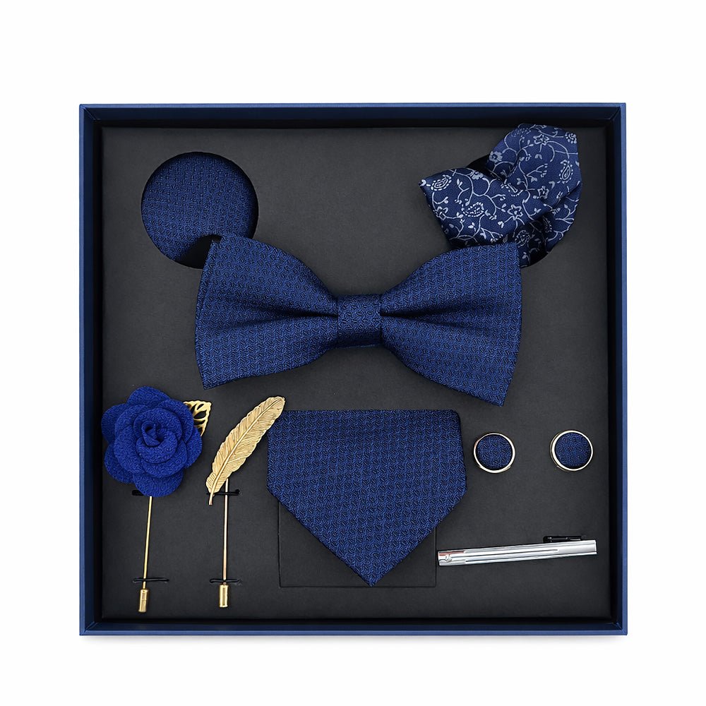 Royal Blue Textured Bow Tie Set - Lucas Lia