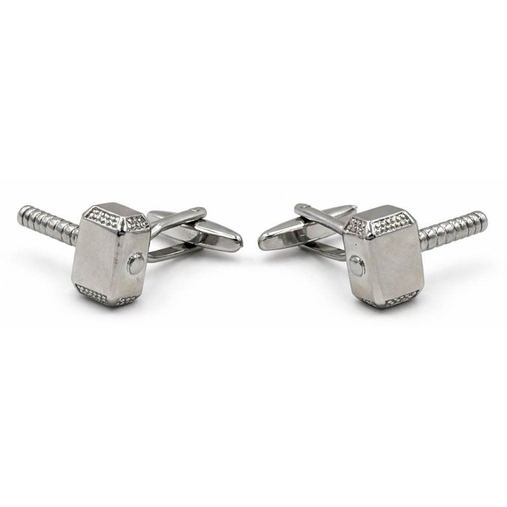 Thor Hammer Mjolnir Cufflinks, Gold Tone, Metal, Novelty Superhero Theme, Set of 2